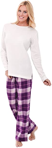 Alexander Del Rossa Womens Flannel Pajamas, Thermal Knit Top Cotton Pj Set