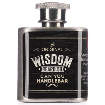 Wisdom Beard Oil Flask  Manly Woodsy Scent  Best Softener and Conditioner for Itchy Beards