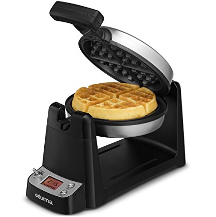 Gourmia GWM440 Stainless Steel Digital Belgian Waffle Maker With LCD Display, Extra Deep, Fast & Easy 180 Degree Flipping, Adjustable Temperature For Fluffy & Golden Waffles, Free Recipe Book Included