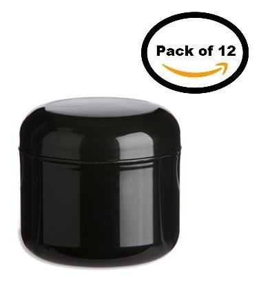 Nakpunar 12 Pcs, 4 Oz Black Double Wall Plastic Jars with Dome Lid