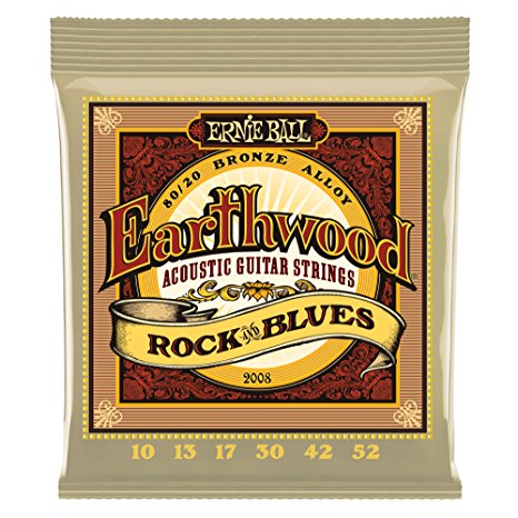 Ernie Ball Earthwood Rock and Blues 80/20 Bronze Acoustic Set with plain G,  .010 - .052