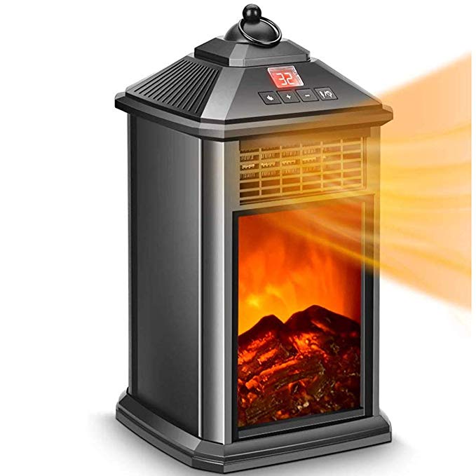 Fireplace Heater - Space Heater for Office, Electric Fireplace Heater 800W with Adjustable Thermostat Ceramic, Remote Control, Tip-Over & Overheat Protection, Heaters Indoor Portable Electric