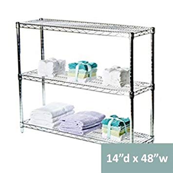 14" d x 48" w Chrome Wire Shelving with 3 Shelves