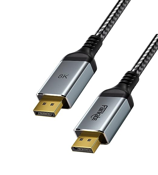 fairikabe DisplayPort 1.4 Cable, DP 8K Cable 6.6ft (8K@60Hz, 4K@144Hz, 2K@240Hz), Display Port Cable 1.4 Support 32.4Gbit/s, HDR 10, HBR3, FreeSync, G-sync, DSC1.2