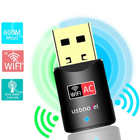 USB WiFi Adapter- 600Mbps USB Wireless Network WiFi Dongle Adapter for PC/Desktop/Laptop/Mac(Updated Version), Dual Band 2.4G/5G 802.11 ac,Support Windows 10/8/8.1/7/Vista/XP/2000, Mac OS 10.4-10.14.