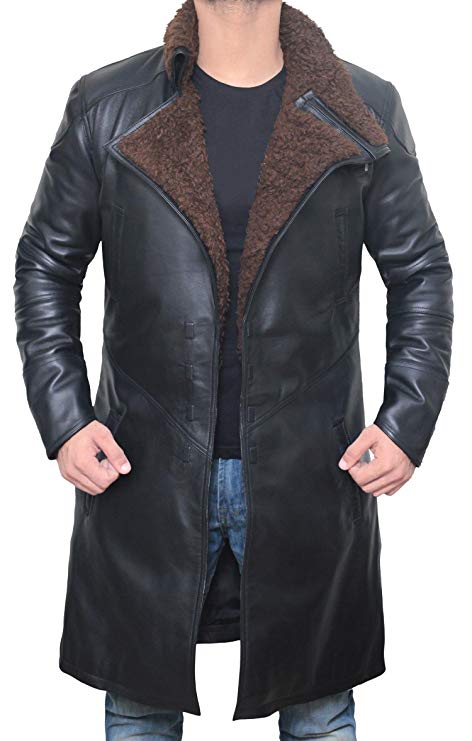Blingsoul Black Trench Coat Men - Winter Shearling Jacket Coat for Men
