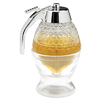 No Drip Honey Dispenser | Syrup Dispenser | Includes Counter Top Storage Stand
