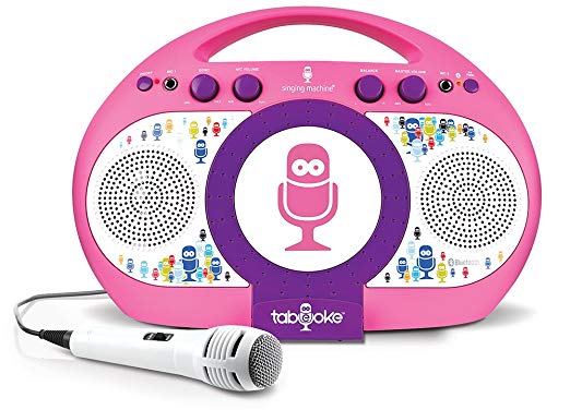 Singing Machine iSM398PP Bluetooth Tablet Karaoke Machine with Microphone, Pink/Purple