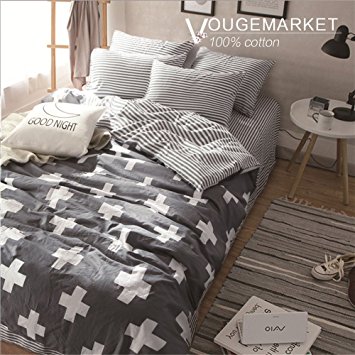 Vougemarket 3 Piece Duvet Cover Set (Queen,King) Duvet Cover with 2 Pillow Shams - Hotel Quality 100% Cotton - Luxurious, Comfortable, Breathable, Soft and Extremely Durable (King, Style 3)