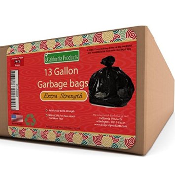 Strong Garbage Bags - Hefty  Flex Trash Bags - Durable 13 gallon Bags For Kitchen Cars Bathroom and Home Use - Rip  Tear Resistant  - USA made by California Products