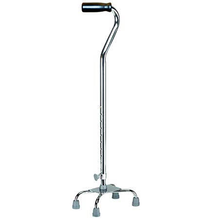 Drive Medical Quad Cane-Large Base Silver with Vinyl Grip, 12.86 Pound