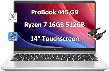 HP 2024 Latest ProBook 445 G9 Business Laptop (14" FHD Touchscreen, AMD Ryzen 7 5825U, 16GB RAM, 512GB SSD, 8-Core (Beats i7-1165G7)) FP, Webcam, Ethernet, Wolf Pro Security, Win 11 Pro, Silver