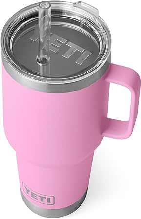 YETI Rambler 35 oz Straw Mug, Vacuum Insulated, Stainless Steel, Power Pink