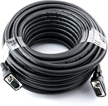 DTECH 75ft VGA Cable Male to Male with Ferrites Screws 1080p High Resolution for Computer Monitor Projector