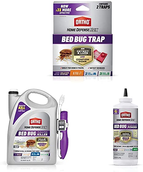 Ortho Home Defense Max Three Step Bed Bug Control Bundle with Bed Bug Trap, 1 Gal Bed Bug Flea & Ticker Killer Wand, and Bed Bug & Flea Killer Powder