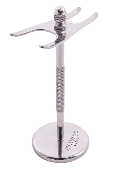 Deluxe Chrome Razor and Brush Stand by Splendid Shave- Great Stainless Steel Shave Stand For Your Safety Razor, Badger Brush and Razor Blade- Great for All Razor Types - Lifetime Guarantee!