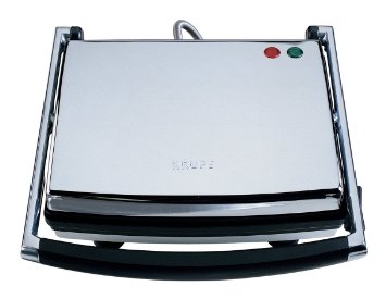 KRUPS FDE312 Universal Grill and Panini Maker with Nonstick Cooking Plates Silver