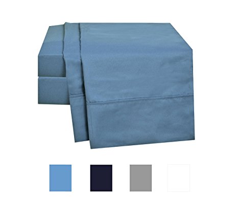 Microfiber Bed Sheet Set, Deep Pocket Blue Twin XL Sheets - Brushed Microfiber Bedsheets, Super Soft 3-Piece Bedding Set, Wrinkle Free, Breathable Sheet Set, 4-inch Hem by DESIGN N WEAVES