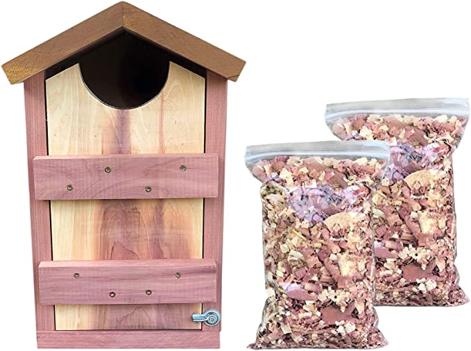 Vundahboah Amish Goods Screech Owl House Box for Nesting- Handmade in USA- Solid Cedar Wood Saw-Whet/Kestrel/Screech Owl/Flicker- Cedar Shavings Included