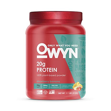 OWYN Only What You Need 100% Vegan Plant-Based Protein Powder, Strawberry Banana, Dairy Free, Gluten Free, Soy Free, Allergy Friendly, Vegetarian, 1.1 Pound Tub, 1 Count