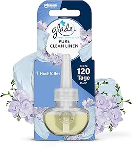 Glade electric scented oil Nachfüller, elektrischer Raumduft Duftstecker mit Duftöl, Pure Clean Linen, 1er Pack (1 x 20 ml)