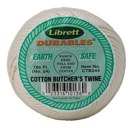 Librett Durables Butchers Twine, Cotton, 185-Feet White