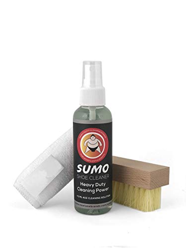 Shoe Cleaner Kit - Sumo Premium Shoe Cleaner. Unique SPRAY-ON Applicator cleans 5-7X more shoes than typical"pour-on" cleaners. Includes Microfiber Cloth, Brush. Great for all types of shoes!