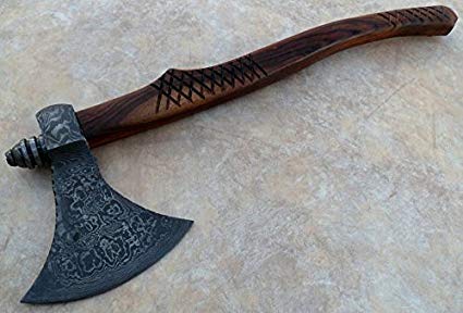 DIST A-0019 Custom made Damascus Steel Axe - Gorgeous and Solid (style may slightly vary)