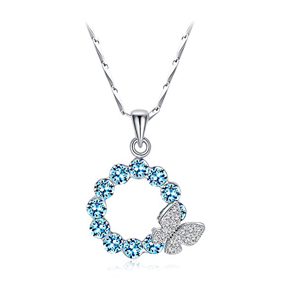 T400 Jewelers "Dream Chasers" Love Gift Swarovski Elements Crystal Butterfly Pendant Necklace Women's Jewelry