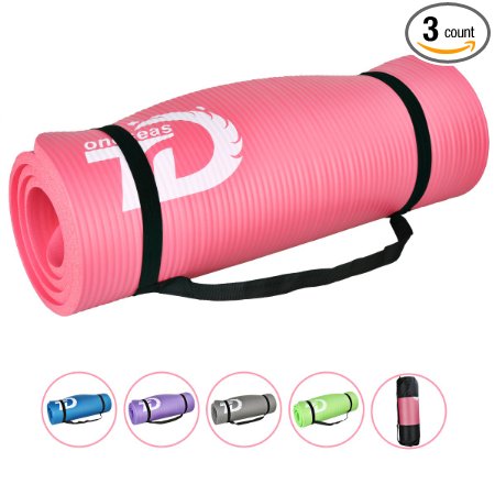 Yogo Mat 1/2-Inch(15mm) Extra Long Thick Anti-Slip High Density NBR Eco Friendly Non-Toxic with Carrying Strap and Bag Durable Toneseas for Pilates Fitness Workout Gym