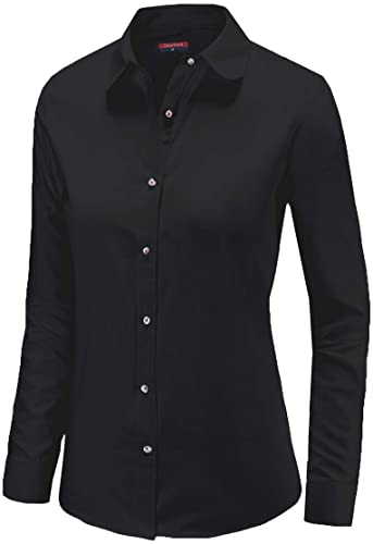 Dioufond Womens Office Shirts Cotton Collared Ladies Button Down Dress Shirt