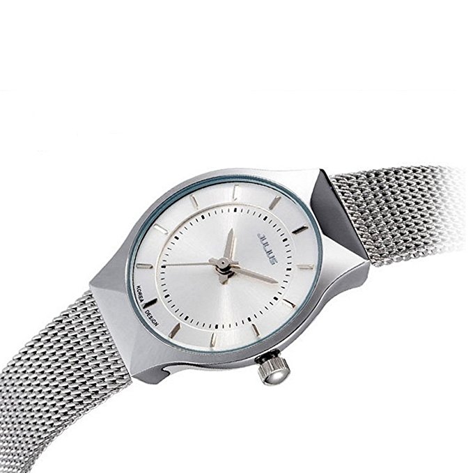 JULIUS Women’s White Dial Mesh Stainless Ultra Thin Stylish Quartz Watch Fashion Elegant Wristwatch