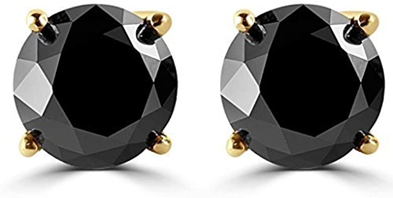 1/2-10 Carat Total Weight Black Diamond Stud Earrings