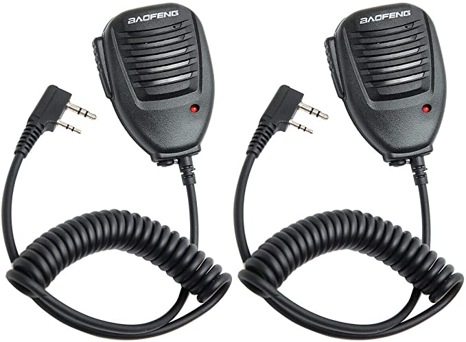 2 Pack Original Baofeng UV-5R Mic for Ham Radio Shoulder Speaker Mic Compatible with Baofeng bf-f8hp UV-5R UV-5R Plus UV-82 UV-82hp ​can be Used as Police Walkie Talkie Two Way Radio Accessories