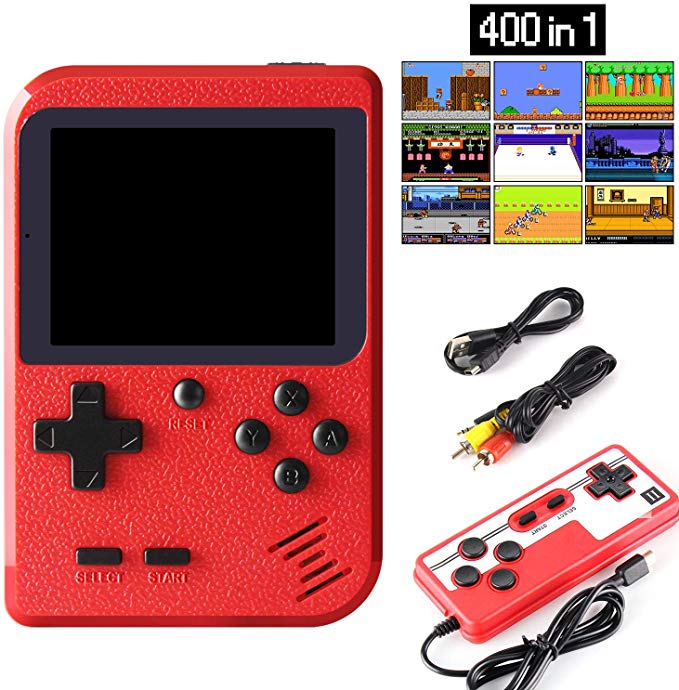 JAMSWALL Handheld Game Console, Retro Mini Game Player with 400 Classical FC Games 2.8-Inch Color Screen Support for Connecting TV & Two Players 800mAh Rechargeable Battery Present for Kids and Adult