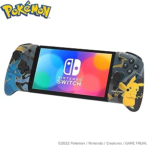 HORI Split Pad Pro (Lucario et Pikachu) Manette mode portable pour Nintendo Switch et Nintendo Switch modèle OLED - Licence officielle Nintendo et Pokémon