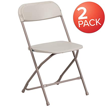 Flash Furniture 2 Pk. HERCULES Series 650 lb. Capacity Premium Beige Plastic Folding Chair