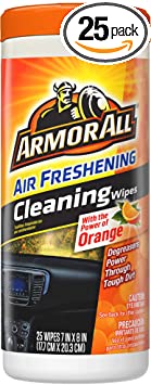 Armor All Car Interior Cleaner Wipes for Dirt & Dust - Cleaning for Cars & Truck & Motorcycle, Orange, 25 Count, 10831