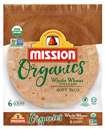 Mission Organics Whole Wheat Tortillas | Non GMO, Trans Fat Free | Small Soft Taco Size | 6 Count