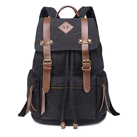 BeautyWill Vintage Canvas Backpack Rucksack for School Travel Hiking Casual Daypacks