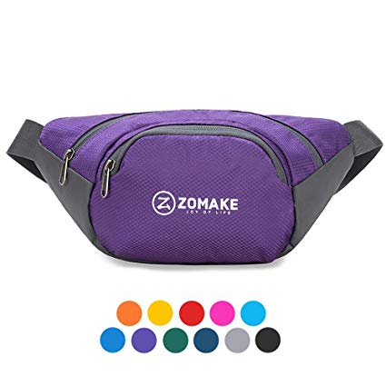 ZOMAKE Fanny Pack Water Resistant Waist Bag Hip Bum Bag for Men and Women, Large Compartment with Adjustable Strap for Outdoors Workout Traveling Casual Running Hiking Cycling