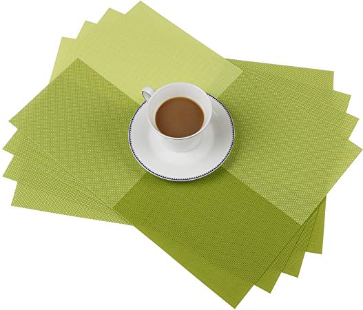Famibay PVC Place Mats Durable Crossweave Woven Dining Table Mats Set of 4 (Green) …