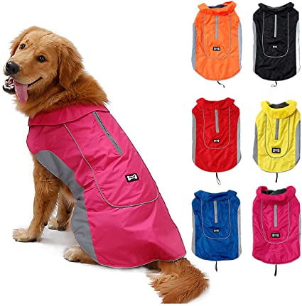 TFENG Waterproof Dog Coat Warm Vest Puppy Jacket with Fleece Lining Rosered S