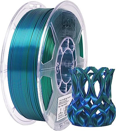 eSUN Silk Magic PLA Filament 1.75mm, Shiny Silk Dual Color Co Extrusion 3D Printer Filament, 1KG (2.2 LBS) Spool 3D Printing Color Change Filament for 3D Printers, Green Blue