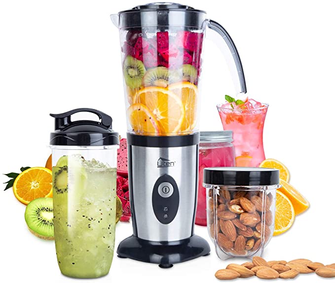 Blender Food Processor, Uten Small Mini Portable Smoothie Maker and Mixer Family Personal Blender for Milkshake, Fruit Vegetables Drinks, Ice, 5 Piece Set