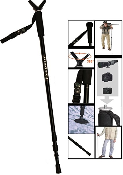 Extreme Deluxe Walking Height Adjustable Collapsible & Shock Absorbing Stick Monopod Telescopic Hiking Pole Kit With Integrated Camera Mount (29" - 63" )