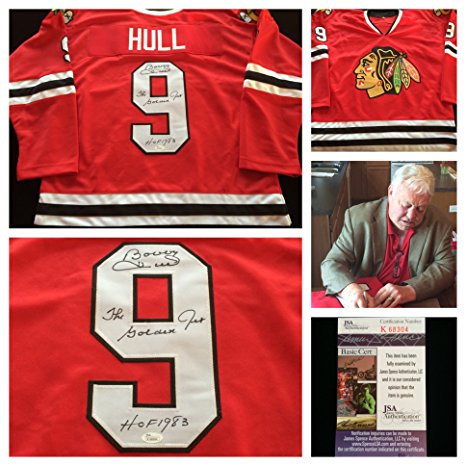 Bobby Hull Chicago Blackhawks Signed Autograph Red Jersey #9. JSA COA