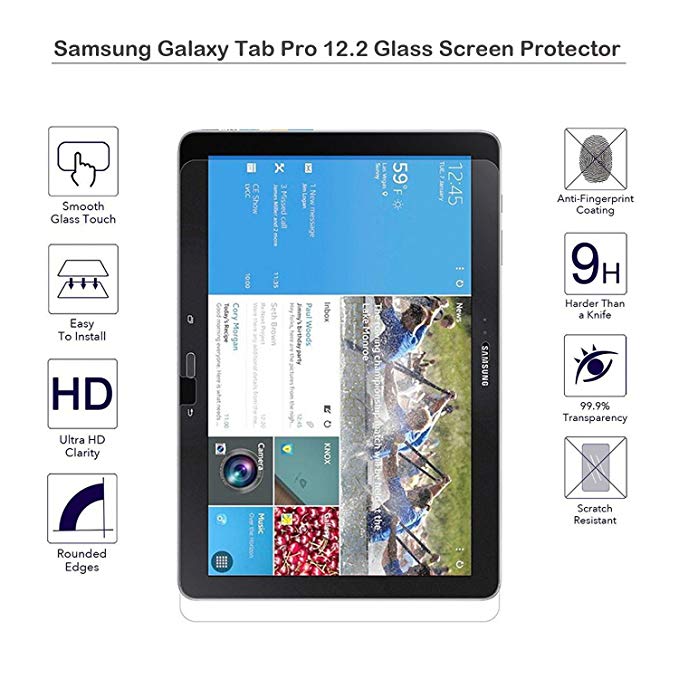 Samsung Galaxy NOTE/Tab Pro 12.2 Screen Protector - MOTONG Tempered Glass Screen Protection For Galaxy Tab Pro 12.2, 9 H Hardness, 0.3mm Thickness,Made From Real Glass