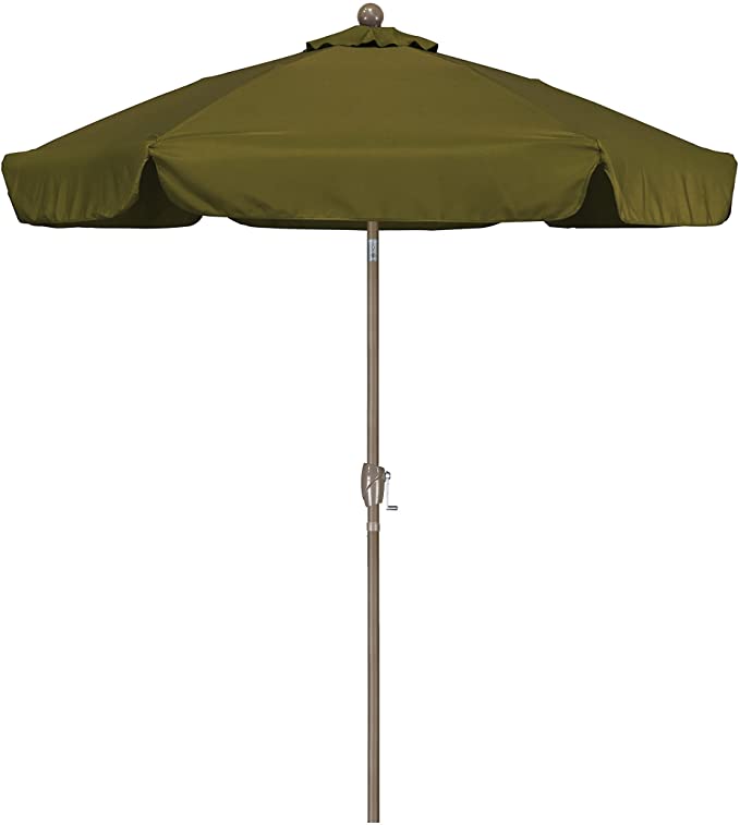 California Umbrella 7-1/2-Feet Wind Resistance Fiberglass Market Push Button Umbrella with 3-Way Tilt, Palm Green