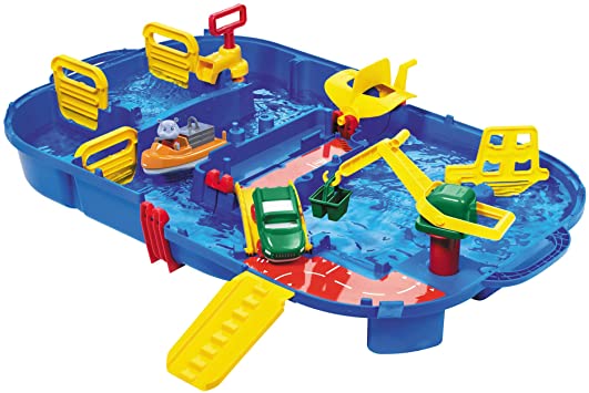 Aquaplay Portable Waterway Canal System Toy with Lock Gates Crane, Amphibious Truck and Boat